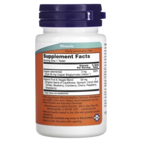 NOW Foods Copper Glycinate 3 mg 120 Tablets 3 Thành phần vi chất của NOW Foods Copper Glycinate 3 mg 120 Tablets 733739014337