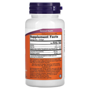 Thành phần vi chất của NOW Foods CoQ10 400 mg 30 Softgels 733739031990