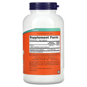 Thành phần vi chất của NOW Foods Coral Calcium 1.000 mg 250 Veg Capsules 733739012791