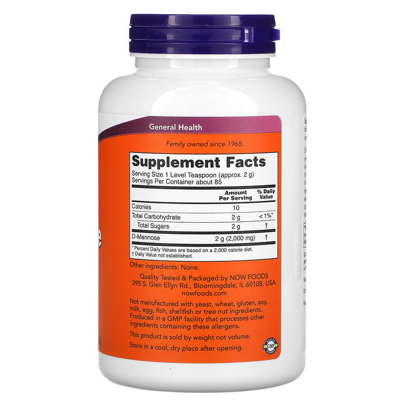 NOW Foods D-Mannose Pure Powder 6 oz (170 g) 2 Thành phần vi chất của NOW Foods D-Mannose Pure Powder 6 oz (170 g) 733739028099