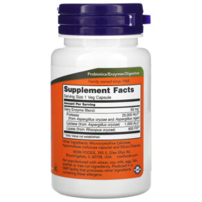 Thành phần vi chất của NOW Foods Dairy Digest Complete 90 Veg Capsules 733739029560