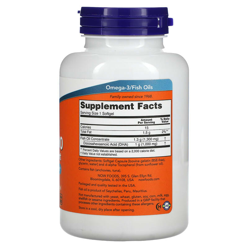 NOW Foods DHA-1000 Brain Support Extra Strength 1.000 mg 90 Softgels 2 Thành phần vi chất của NOW Foods DHA-1000 Brain Support Extra Strength 1.000 mg 90 Softgels 733739016140