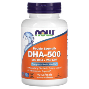 Thực phẩm chức năng NOW Foods DHA-500 Fish Oil Double Strength 90 Softgels 733739016126