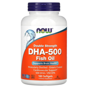 Thực phẩm chức năng NOW Foods Double Strength DHA-500 Fish Oil 180 Softgels 733739016133