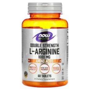 Thực phẩm chức năng NOW Foods Double Strength L-Arginine 1.000 mg 60 Tablets 733739000255