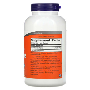NOW Foods Double Strength Taurine 1.000 mg 250 Veg Capsules 3 Thành phần vi chất của NOW Foods Double Strength Taurine 1.000 mg 250 Veg Capsules 733739001436