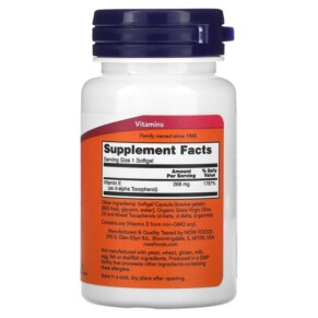 Thành phần vi chất của NOW Foods E-400 268 mg (400 IU) 50 Softgels 733739008909