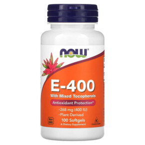 Thực phẩm chức năng NOW Foods E-400 with Mixed Tocopherols 268 mg (400 IU) 100 Softgels 733739008923