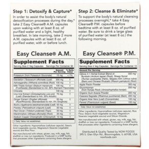 Thành phần vi chất của NOW Foods Easy Cleanse 2 Bottles 60 Veg Capsules Each 733739024541