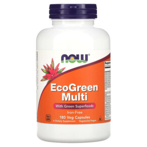 Thực phẩm chức năng NOW Foods EcoGreen Multi Iron-Free 180 Veg Capsules 733739037886