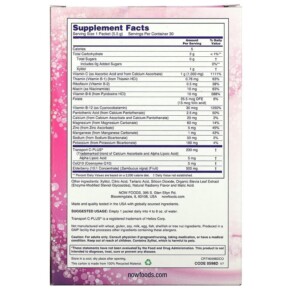 Thành phần vi chất của NOW Foods Effer-C Effervescent Drink Mix Elderberry 1.000 mg 30 Packets 5.5 g Each 733739005984