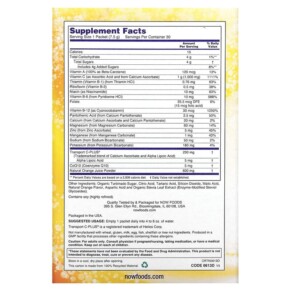 Thành phần vi chất của NOW Foods Effer-C Effervescent Drink Mix Orange 1.000 mg 30 Packets .26 oz (7.5 g) Each 733739006134