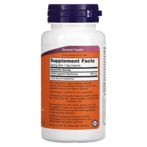 Thành phần vi chất của NOW Foods Eggshell Membrane 500 mg 60 Veg Capsules 733739033857