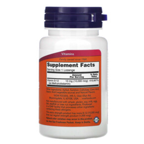 Thành phần vi chất của NOW Foods Extra Strength Methyl B-12 10.000 mcg 60 Lozenges 733739005014