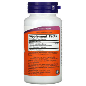 NOW Foods Extra Strength Resveratrol 350 mg 60 Veg Capsules 3 Thành phần vi chất của NOW Foods Extra Strength Resveratrol 350 mg 60 Veg Capsules 733739033864