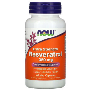 Thực phẩm chức năng NOW Foods Extra Strength Resveratrol 350 mg 60 Veg Capsules 733739033864