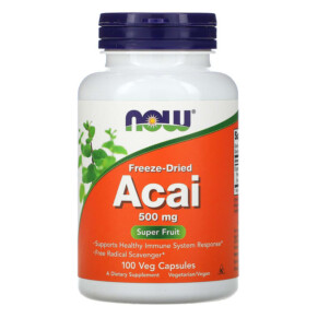 Thực phẩm chức năng NOW Foods Freeze-Dried Acai 500 mg 100 Veg Capsules 733739033550