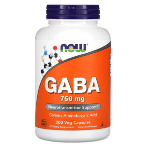 Thực phẩm chức năng NOW Foods GABA 750 mg 200 Veg Capsules 733739001290