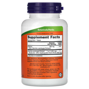 Thành phần vi chất của NOW Foods Garcinia 1.000 mg 120 Tablets 733739014351