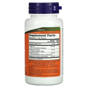 Thành phần vi chất của NOW Foods Gastro Comfort with PepZin GI 60 Veg Capsules 733739035202