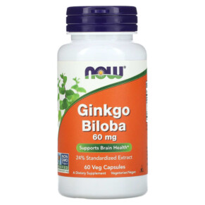 Thực phẩm chức năng NOW Foods Ginkgo Biloba 60 mg 60 Veg Capsules 733739046864