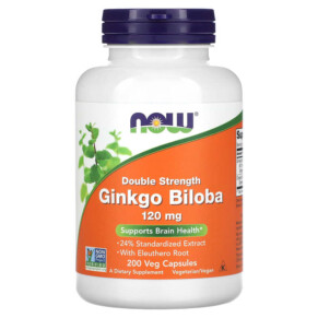 Thực phẩm chức năng NOW Foods Ginkgo Biloba Double Strength 120 mg 200 Veg Capsules 733739046819