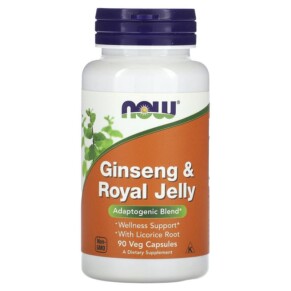 Thực phẩm chức năng NOW Foods Ginseng & Royal Jelly 90 Veg Capsules 733739040077