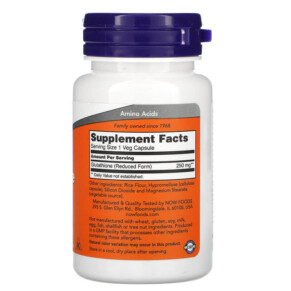 Thành phần vi chất của NOW Foods Glutathione 250 mg 60 Veg Capsules 733739000965