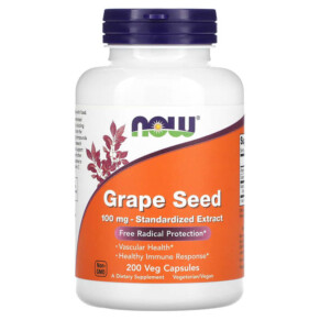 Thực phẩm chức năng NOW Foods Grape Seed Standardized Extract 100 mg  200 Veg Capsules 733739032492