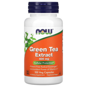 Thực phẩm chức năng NOW Foods Green Tea Extract 400 mg 100 Veg Capsules 733739047052