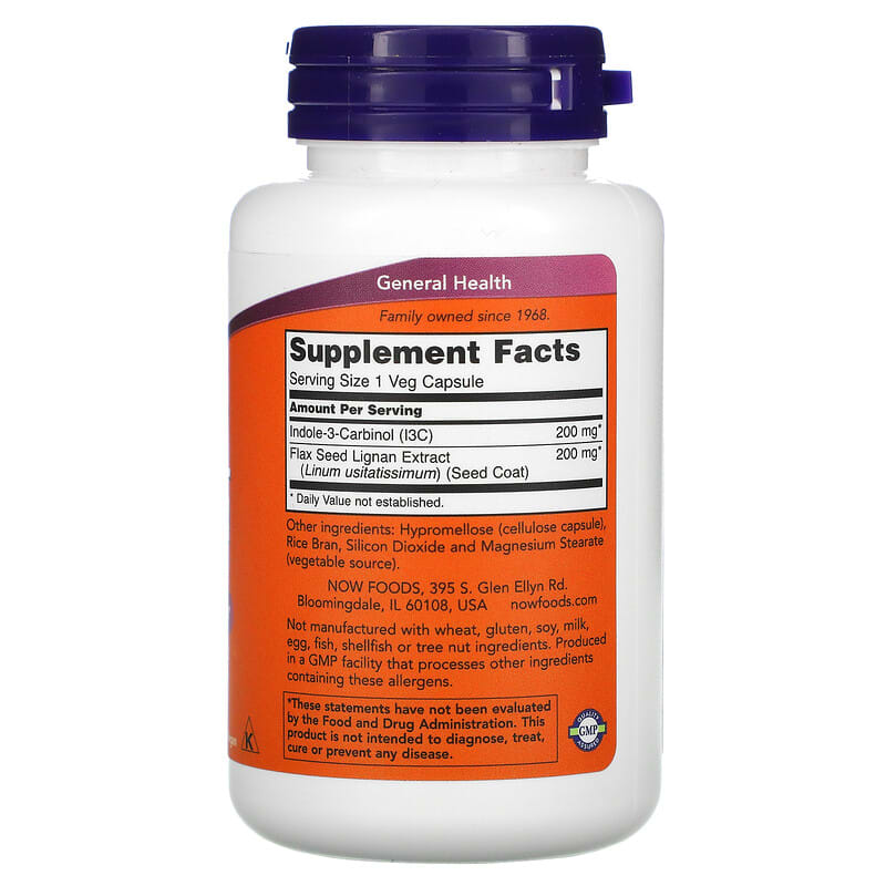 NOW Foods Indole-3-Carbinol 200 mg 60 Veg Capsules 2 Thành phần vi chất của NOW Foods Indole-3-Carbinol 200 mg 60 Veg Capsules 733739030566