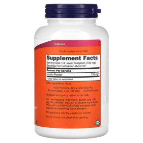 Thành phần vi chất của NOW Foods Inositol Powder 8 oz (227 g) 733739005281