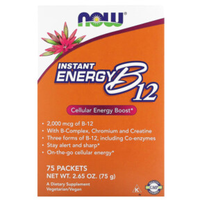 Thực phẩm chức năng NOW Foods Instant Energy B12 2.000 mcg 75 Packets 0.035 oz (1 g) Each 733739004970