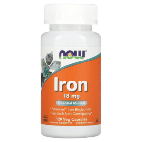 Thực phẩm chức năng NOW Foods Iron 18 mg 120 Veg Capsules 733739014436