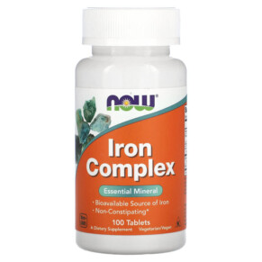 Thực phẩm chức năng NOW Foods Iron Complex 100 Tablets 733739014405