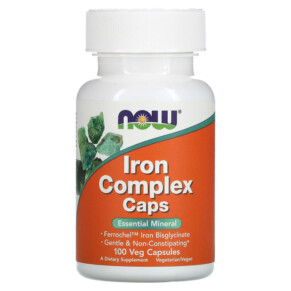 Thực phẩm chức năng NOW Foods Iron Complex Caps 100 Veg Capsules 733739014412