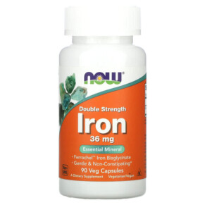 Thực phẩm chức năng NOW Foods Iron Double Strength 36 mg 90 Veg Capsules 733739014443