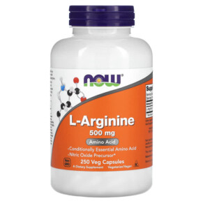 Thực phẩm chức năng NOW Foods L-Arginine 500 mg 250 Veg Capsules 733739000316