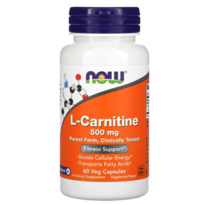 Thực phẩm chức năng NOW Foods L-Carnitine 500 mg 60 Veg Capsules 733739000729