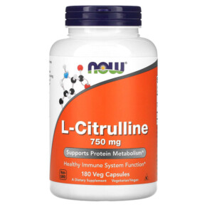 Thực phẩm chức năng NOW Foods L-Citrulline 750 mg 180 Veg Capsules 733739001030