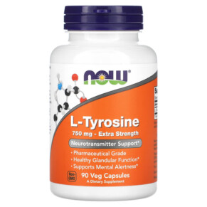 Thực phẩm chức năng NOW Foods L-Tyrosine Extra Strength 750 mg 90 Veg Capsules 733739001658