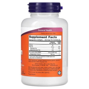 Thành phần vi chất của NOW Foods Lecithin 1.200 mg 100 Softgels 733739022103