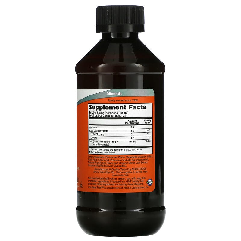NOW Foods Liquid Iron 8 fl oz (237 ml) 2 Thành phần vi chất của NOW Foods Liquid Iron 8 fl oz (237 ml) 733739014474