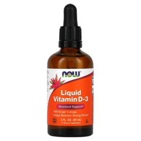 Thực phẩm chức năng NOW Foods Liquid Vitamin D-3 400 IU 2 fl oz (59 ml) 733739003706