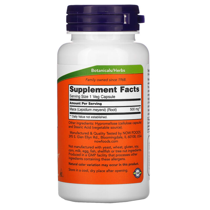 NOW Foods Maca 500 mg 100 Veg Capsules 2 Thành phần vi chất của NOW Foods Maca 500 mg 100 Veg Capsules 733739047212