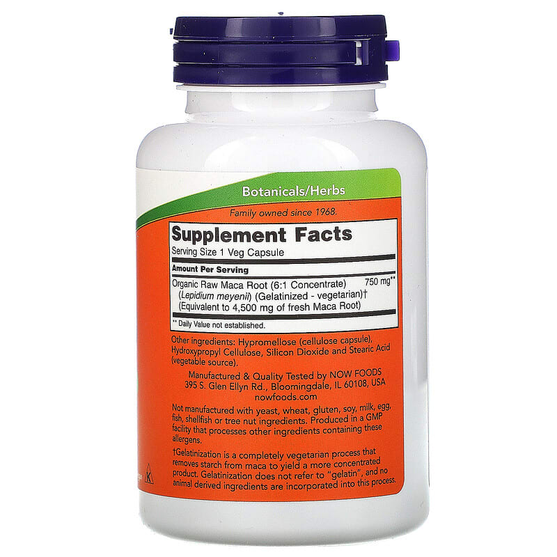 NOW Foods Maca Raw 750 mg 90 Veg Capsules 2 Thành phần vi chất của NOW Foods Maca Raw 750 mg 90 Veg Capsules 733739047779