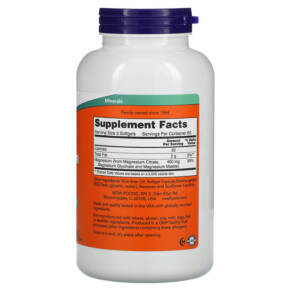 Thành phần vi chất của NOW Foods Magnesium Citrate 180 Softgels 733739012982