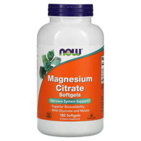 Thực phẩm chức năng NOW Foods Magnesium Citrate 180 Softgels 733739012982