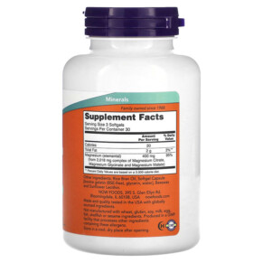 Thành phần vi chất của NOW Foods Magnesium Citrate 90 Softgels 733739012975
