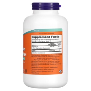Thành phần vi chất của NOW Foods Magnesium Inositol Relax Lemonade 16 oz (454 g) 733739012937